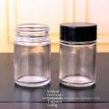 2oz Round spice Jar Straight Sided Clear Airtight Glass Jar with Black Plastic Lids